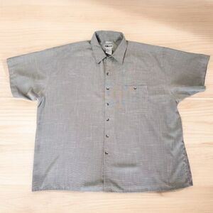Vintage Untied Sueded Top Mens 3XL Short Sleeve Gray Black Stripes‎ Button Up